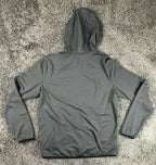 Gerry Mens Full Zip Hooded Grid Fleece Jacket Large Gray Outdoor Zip Pockets