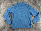 L.L.Bean Fleece Jacket Men Blue Full Zip Waffle Knit Thumbhole Cuffs Sz L