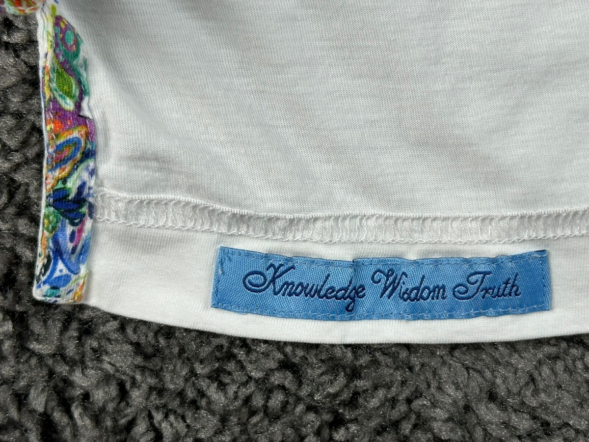 Robert Graham Mens 2XL White Aaron Paisley Contrast Knit Polo Shirt Rare