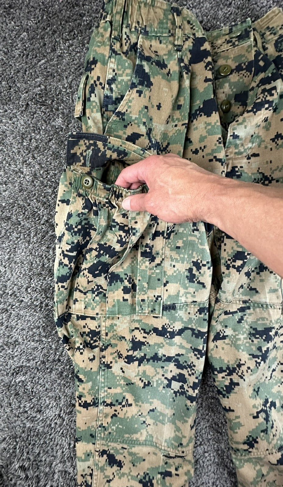 USMC Woodland MARPAT Combat Utility Pants Long Military Cargo Trousers Sz Small