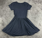 ASOS Womens Size 2 Black Floral Embroidered Fit & Flare Boho Mini Skater Dress