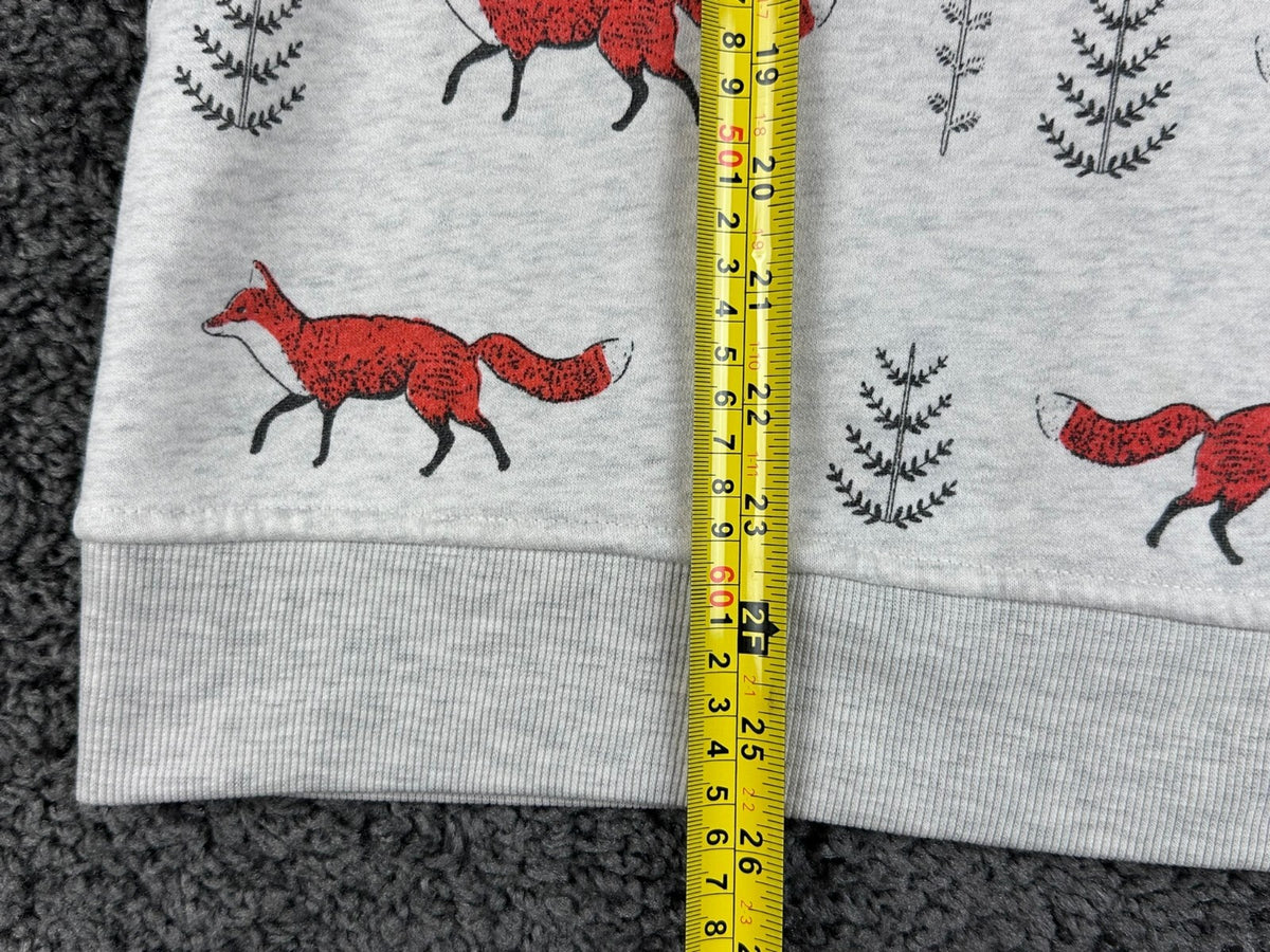L.A. Soul Sweatshirt Womens M/L Gray Woodland Fox Print Crewneck