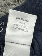 Rails Women's Size S Blue White Butterfly Print Linen Tencel V-Neck Tee Top