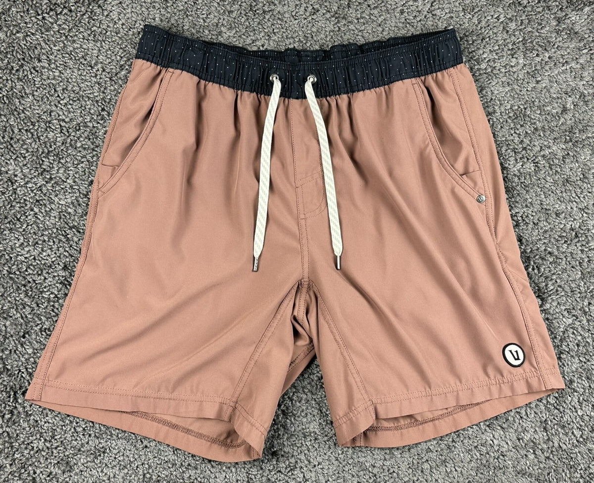 Vuori Mens Kore Shorts L Lined Terracotta Clay Dotted Waistband Athletic Run