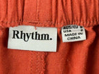 Rhythm Womens Linen Blend Wide Leg Pants Orange Sz 2 Floral Embroidered Pull On