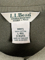 L.L. Bean Mens L Olive Green Wrinkle Resistant Double L Short Sleeve Polo Shirt