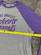 NBA Los Angeles Lakers Mens Raglan Long Sleeve Shirt Gray Purple Basketball 3XL