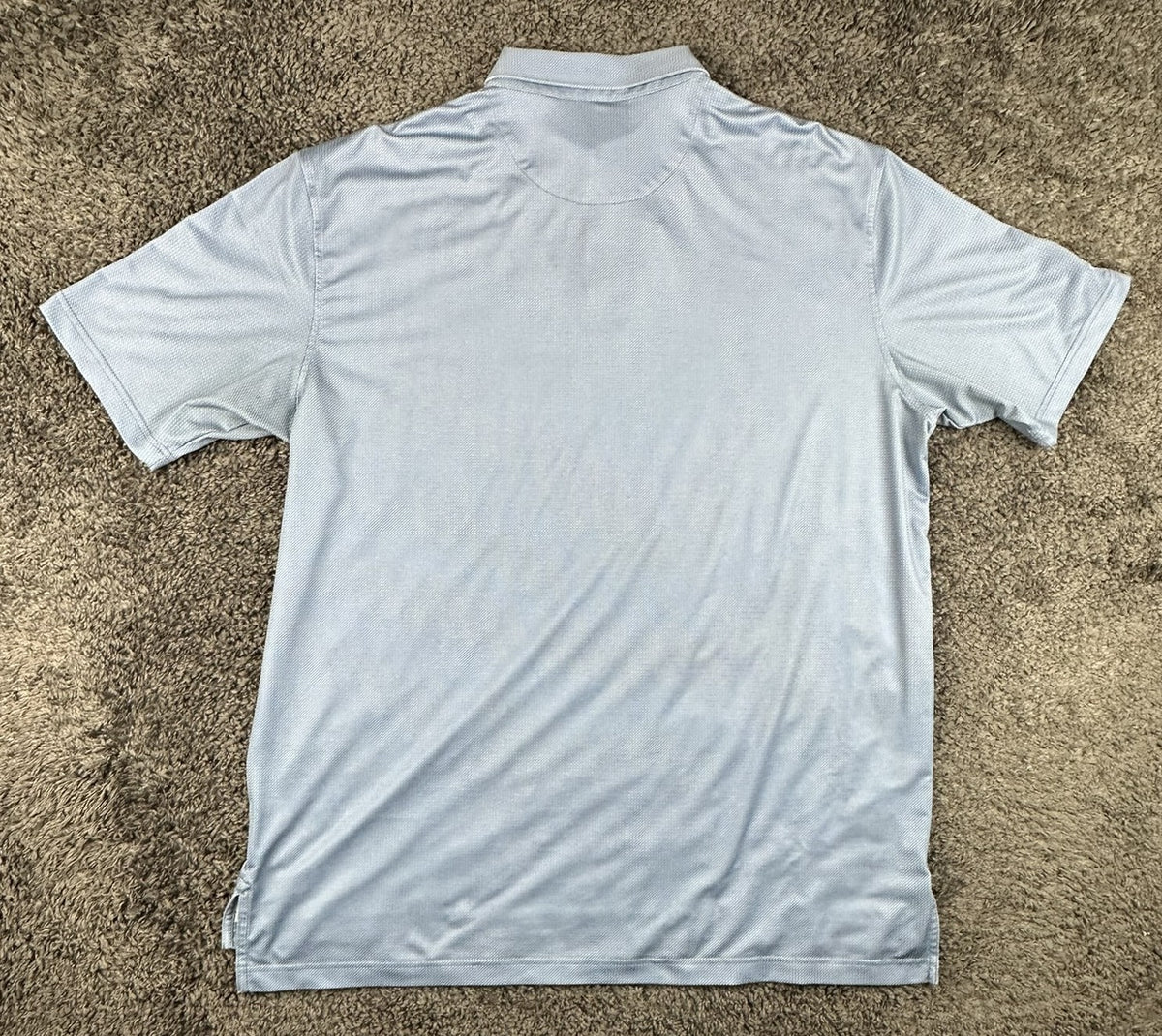 Peter Millar Mens XL Light Blue Micro Dot Performance Golf Polo Shirt Stretch
