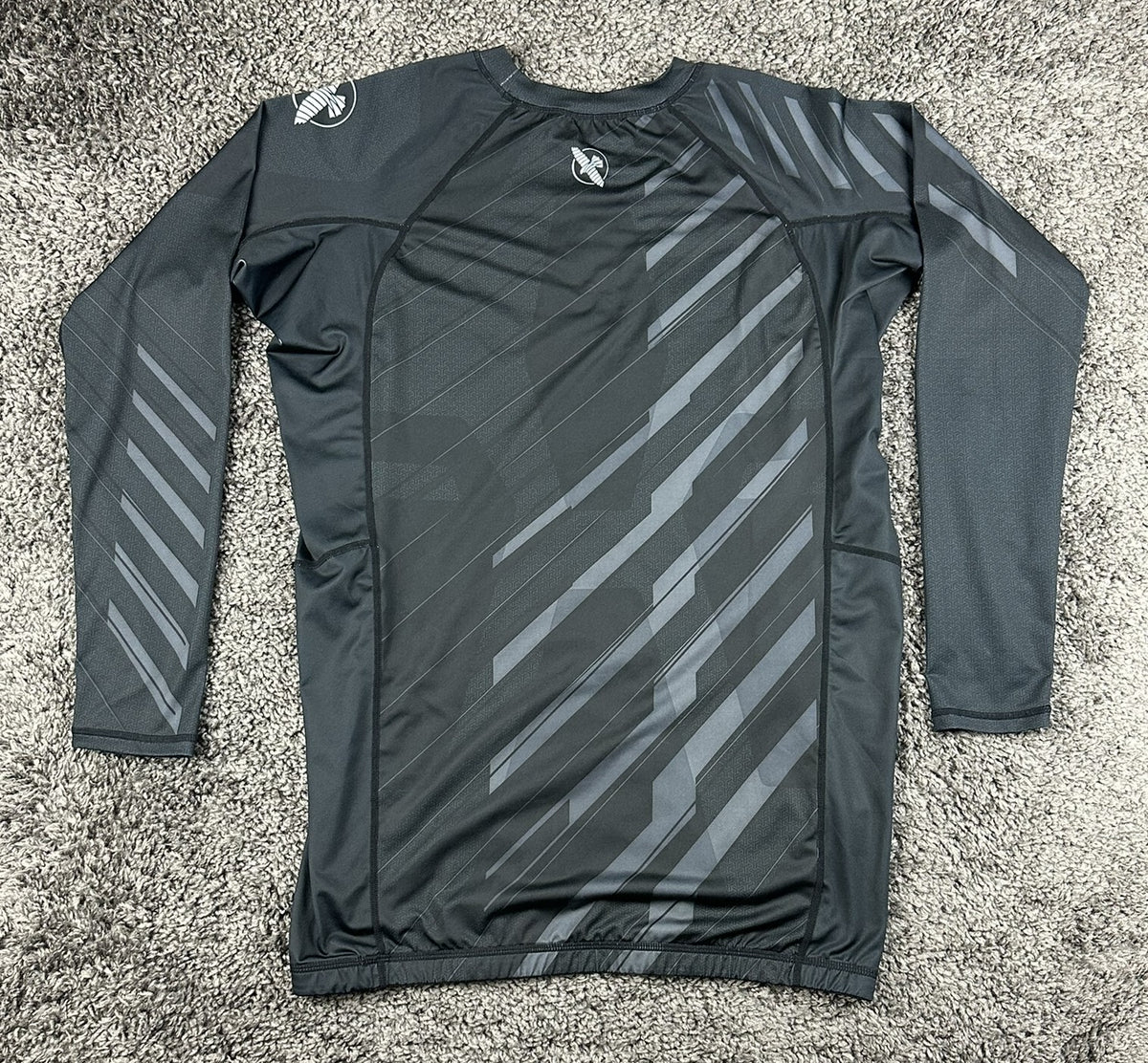 Hayabusa Mens XXL Black Geo Liquid Ti Long Sleeve Rash Guard Compression Shirt