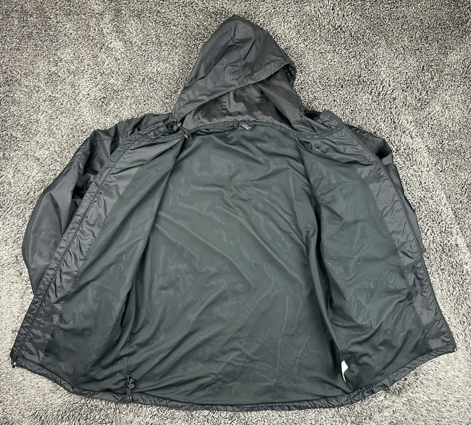 Nike Mens Team Sideline Rain Jacket Black Hooded Windbreaker Full Zip Sz XL