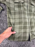 Voyager Mens Green Plaid Sherpa Lined Fleece Shirt Jacket Snap Shacket Sz Large