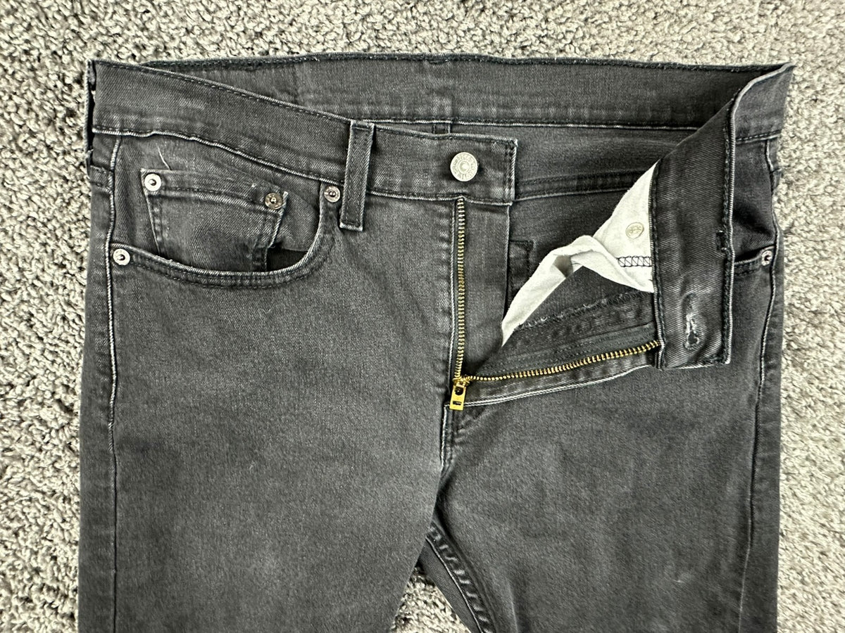 Levis Mens 32x30 Black Skinny Taper Jeans Washed Denim 5 Pocket Casual Pants