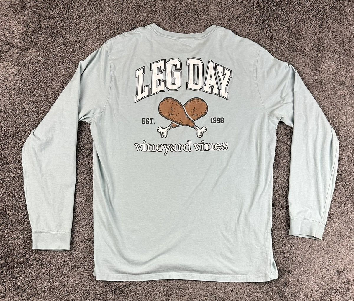 Vineyard Vines Leg Day Chicken Drumstick Long Sleeve T-Shirt Mens Large L