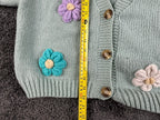 Luna Ivy Women's Large Mint Green 3D Floral Applique Button Cardigan Sweater