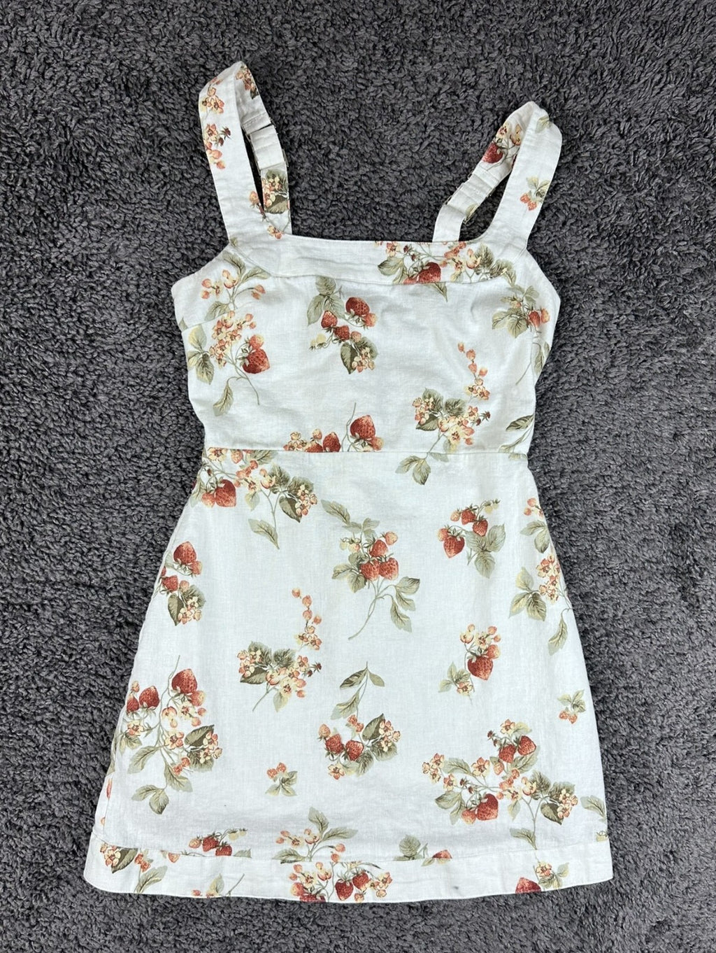Abercrombie & Fitch Dress Womens XSP Sundress White Strawberry Linen