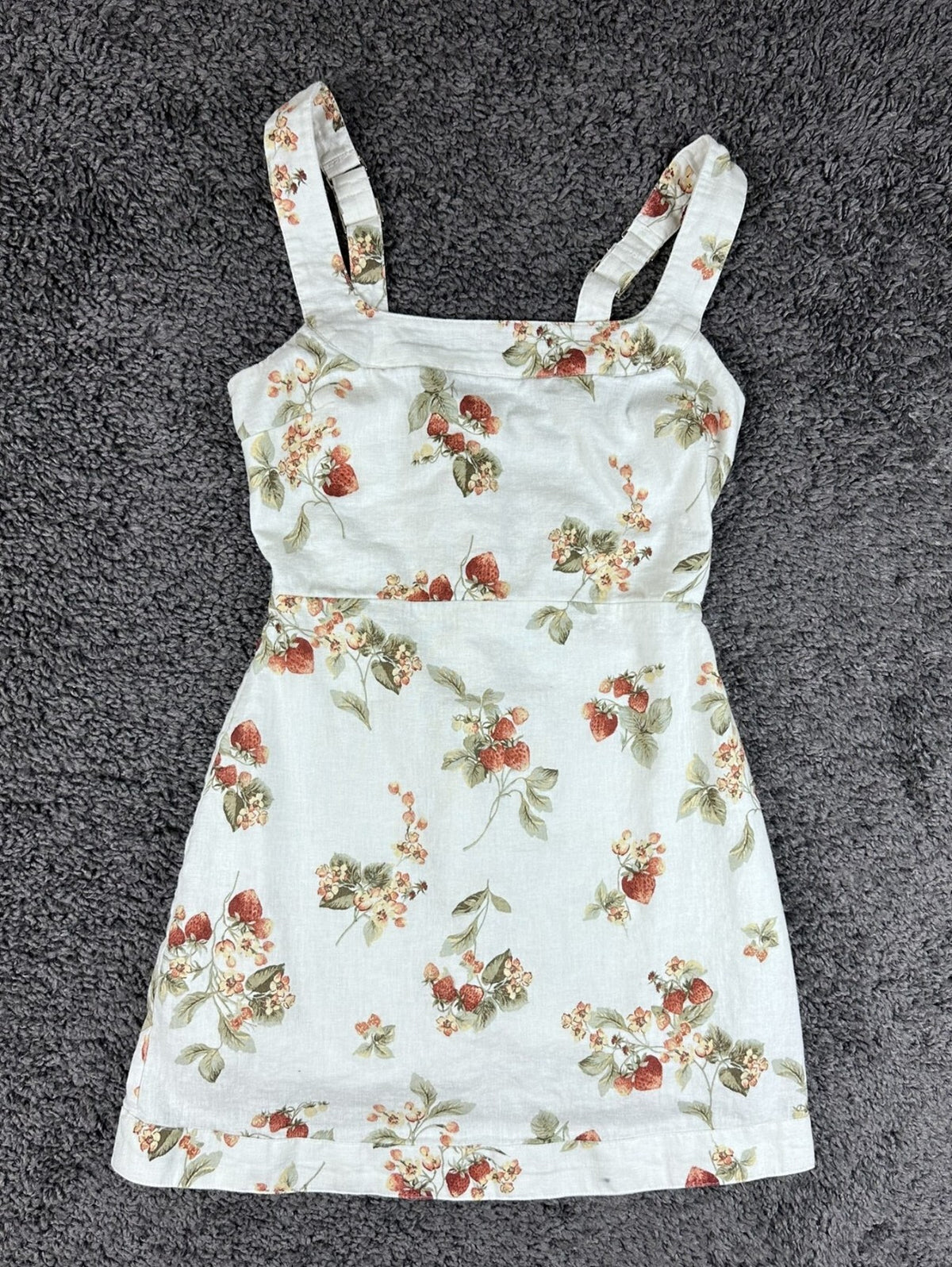 Abercrombie & Fitch Dress Womens XSP Sundress White Strawberry Linen