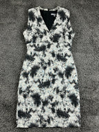 Classiques Entier Dress Women Black White Abstract Sleeveless Lined Zip Sz 4