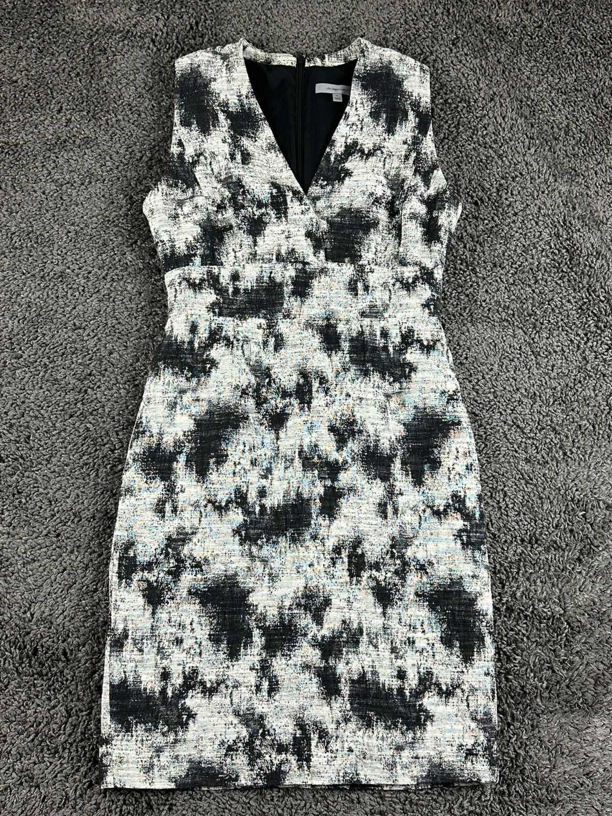 Classiques Entier Dress Women Black White Abstract Sleeveless Lined Zip Sz 4