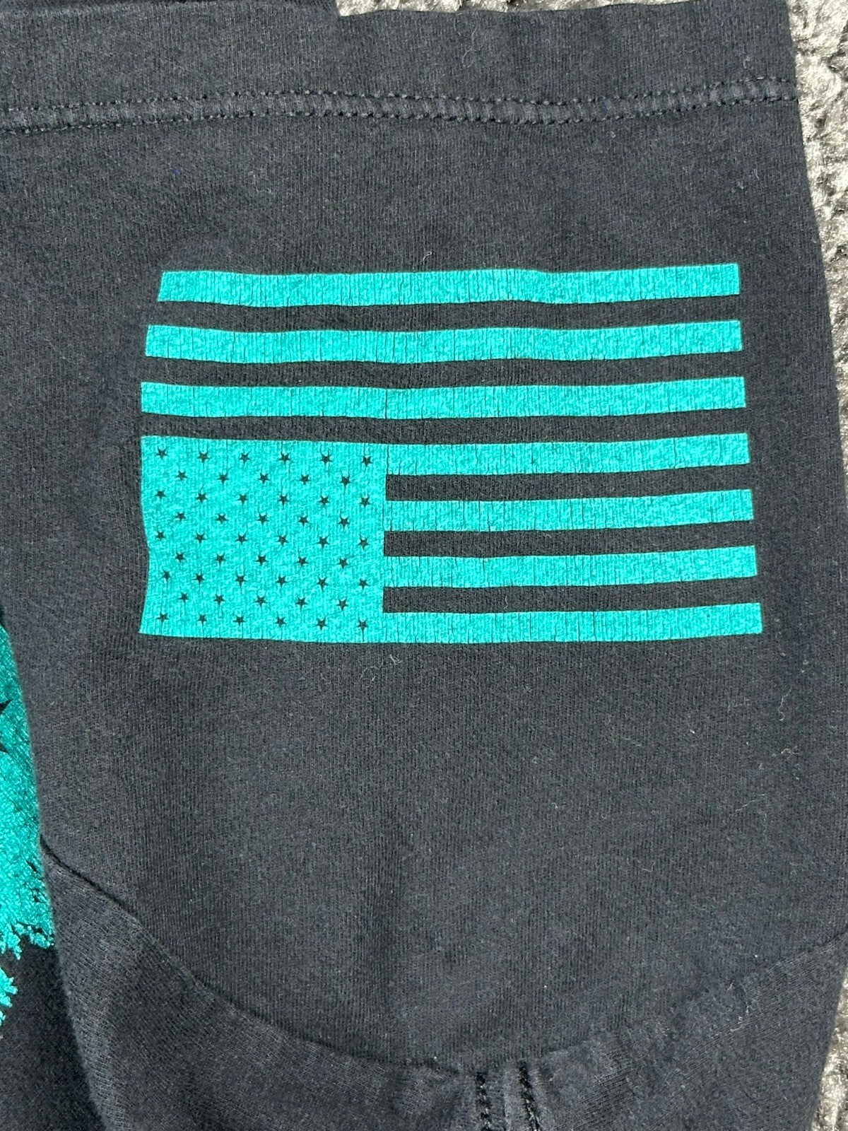 Grunt Style Black Teal Rifle Flag Graphic T Shirt 2nd Amendment USA Sz Youth XL