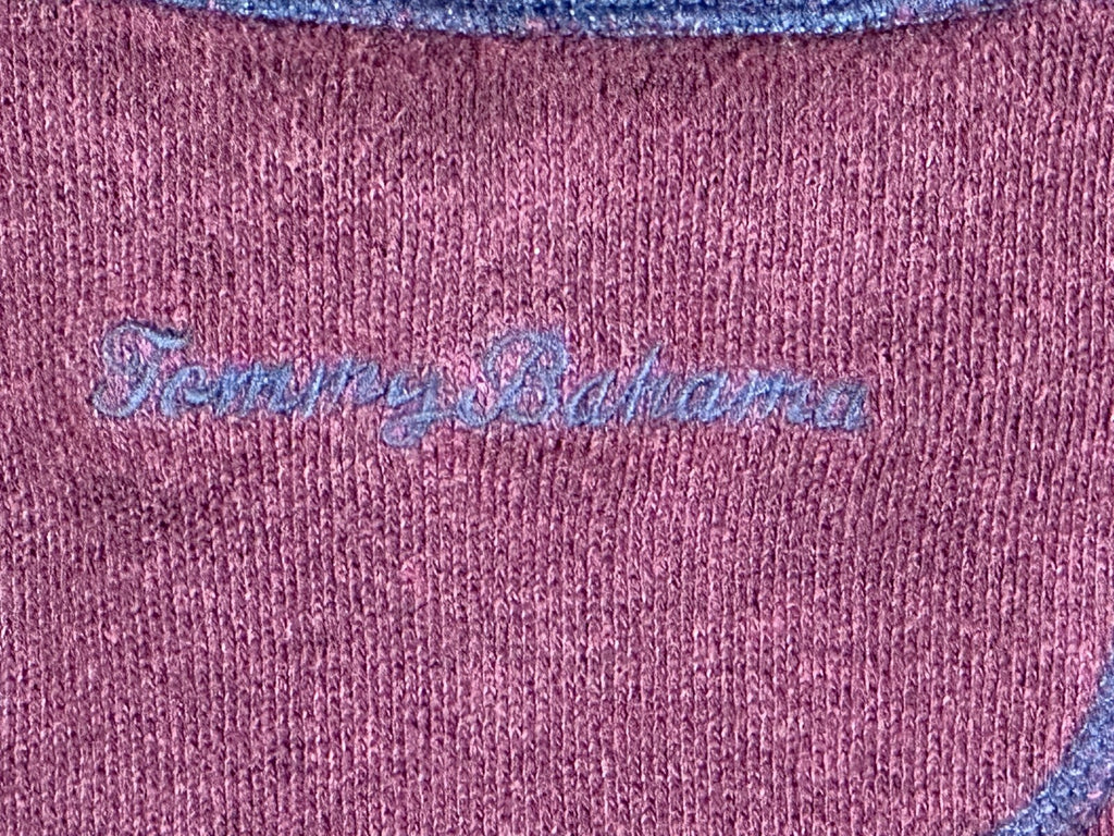 Tommy Bahama Quarter Zip Pullover Mens XL Reversible Blue Burgundy Marlin