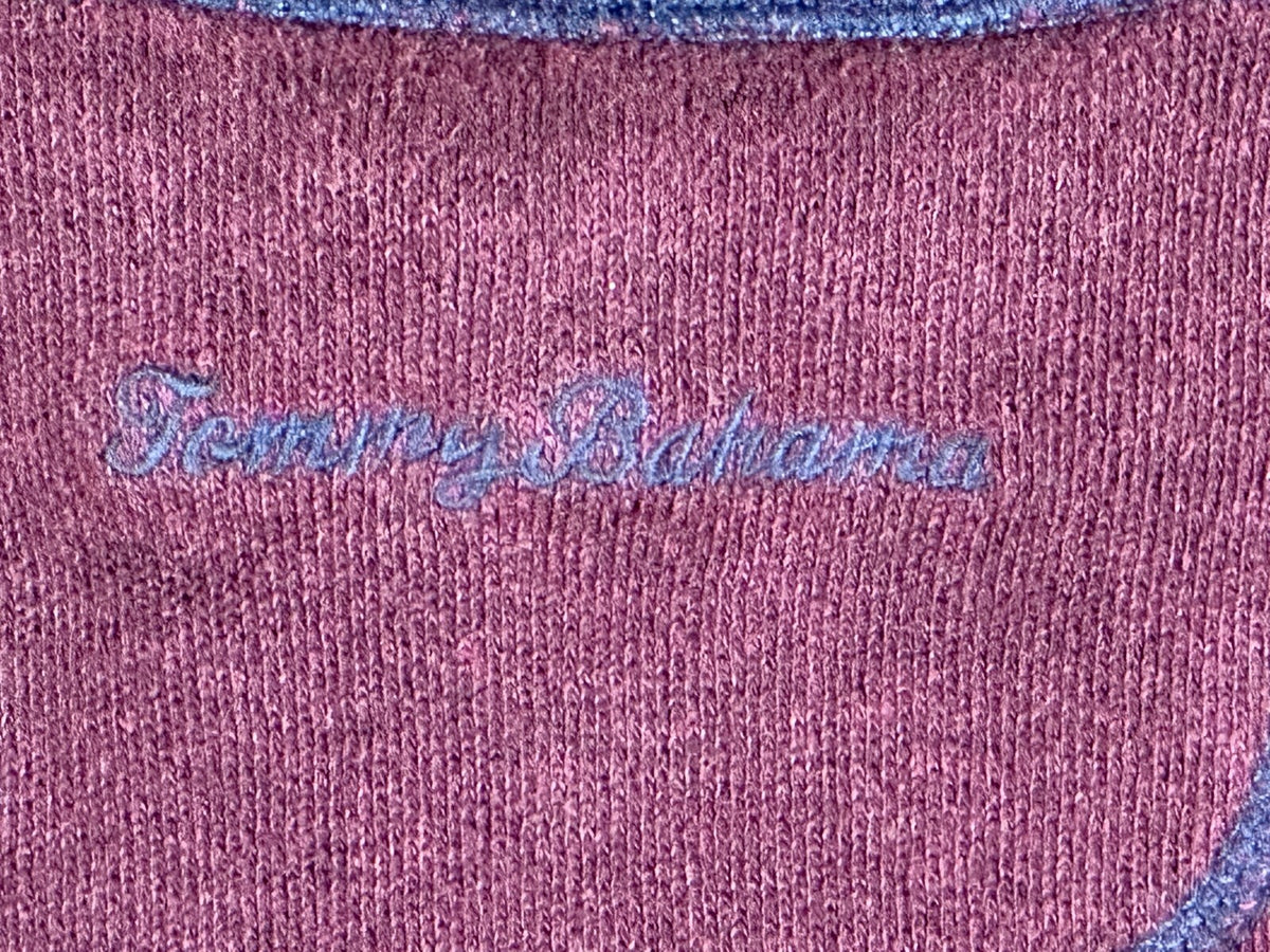 Tommy Bahama Quarter Zip Pullover Mens XL Reversible Blue Burgundy Marlin