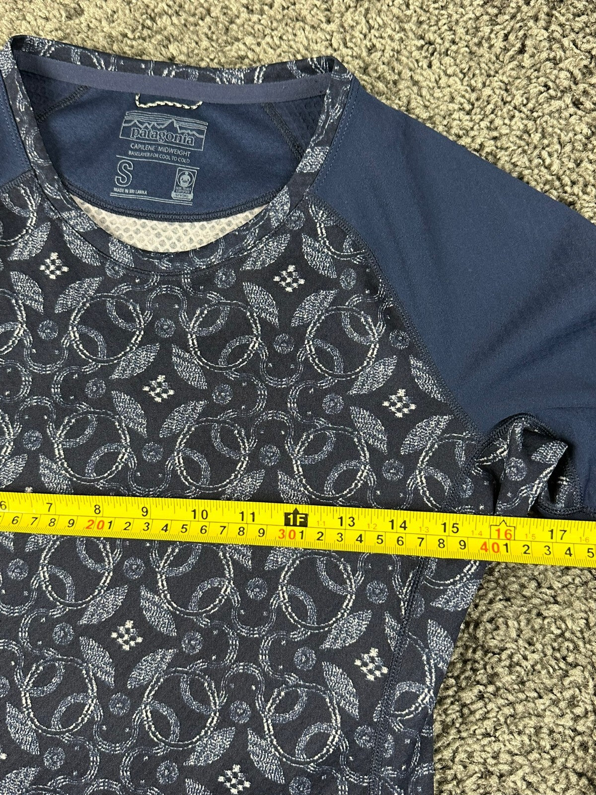 Patagonia Capilene Midweight Womens Blue Long Sleeve Patterned Baselayer Sz S