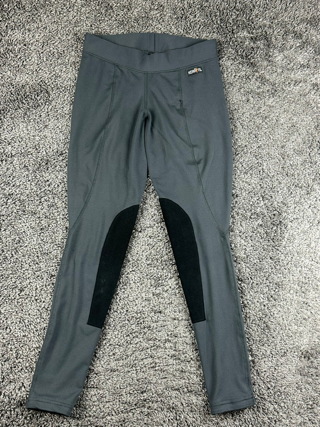 Kerrits Womens Medium Grey Black Performance Knee Patch Riding Tights Pants