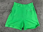 Vintage Mondi Womens 38 Green High Rise Pleated Cuffed Viscose Linen Shorts