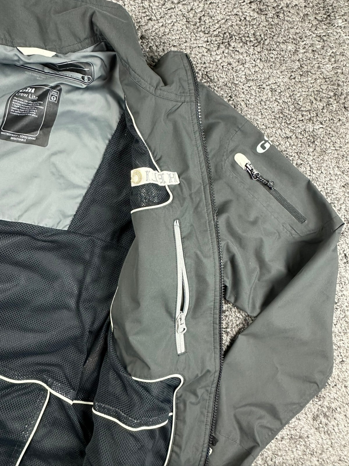 Gill Womens 8 Crew Lite 100% Polyester Waterproof Sailing Jacket Dark Grey
