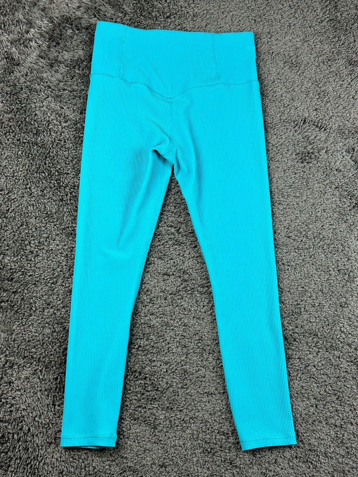 Athleta Elation Ribbed Leggings Crop Tank Set Turquoise Blue Medium Petite