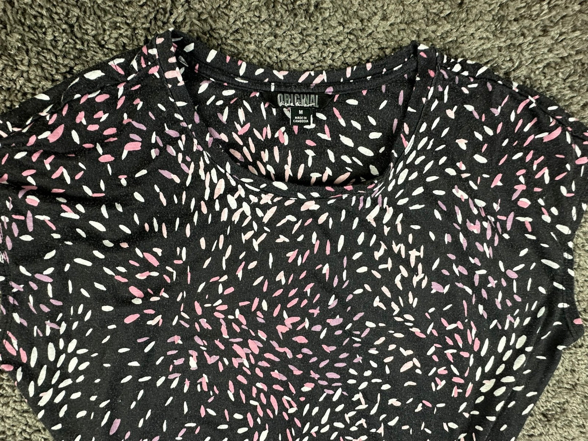 Nicole Miller Original Womens M Black Pink Speckled Knot Dress