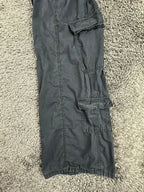 Zara Mens Wide Leg Cargo Pants Baggy Multi Pocket Washed Gray Black Size M