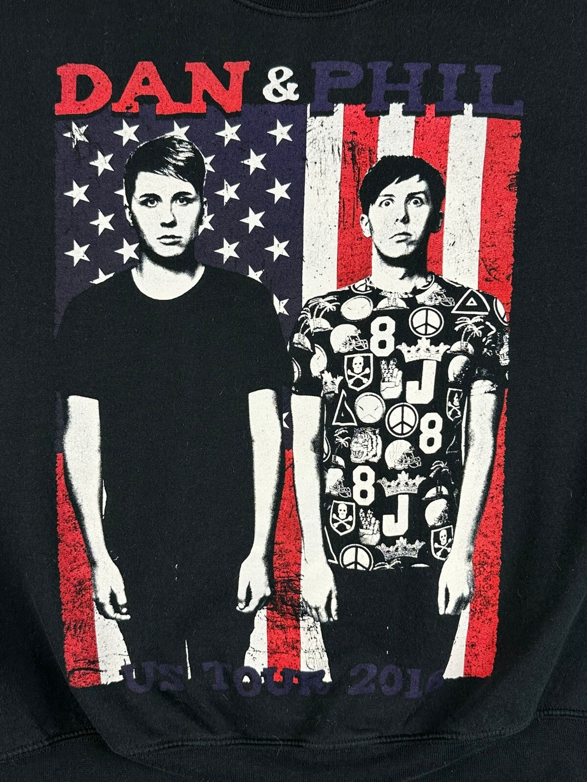 Dan and Phil US Tour 2016 Mens Medium Black Graphic Sweatshirt Pullover Top