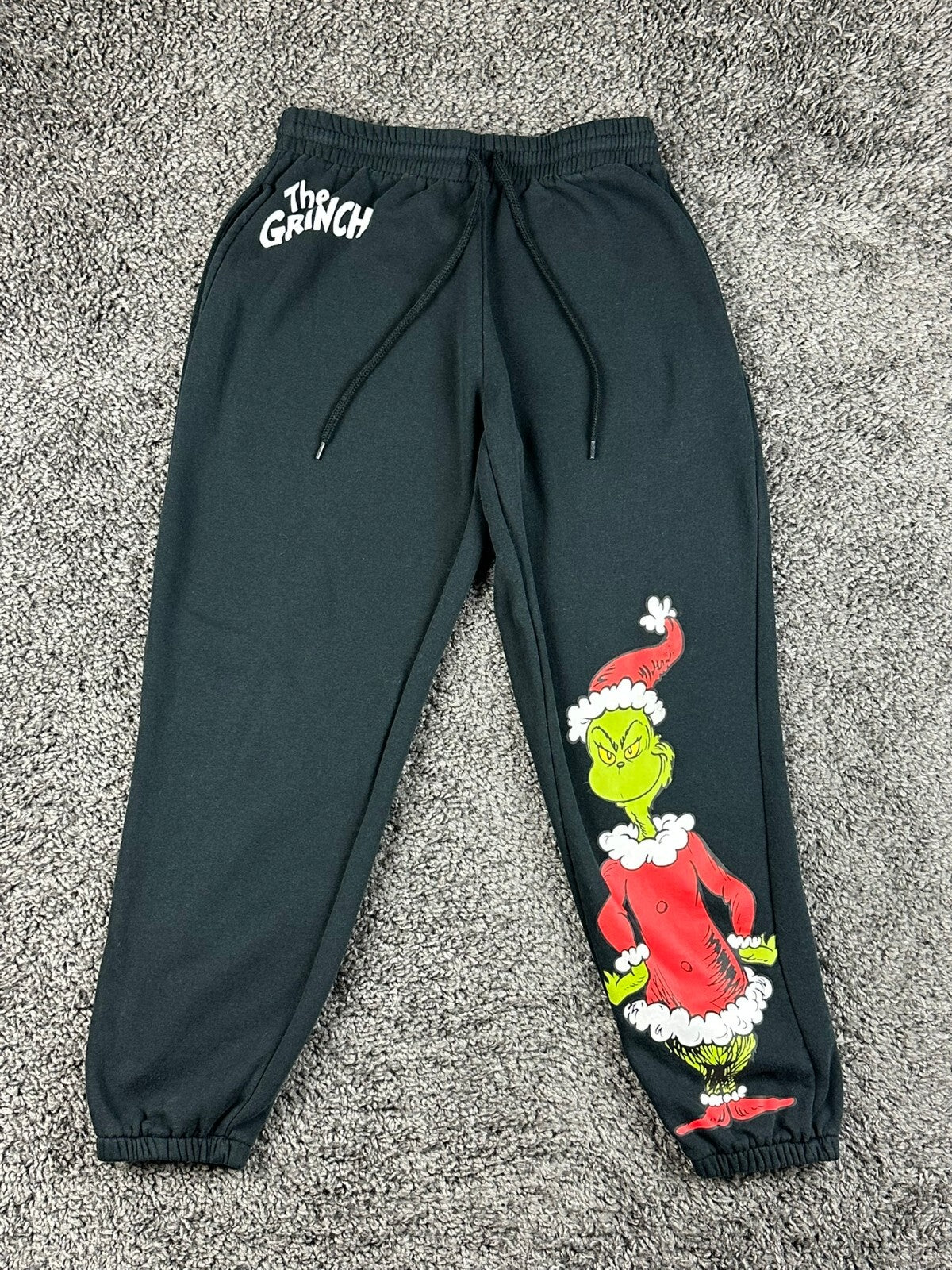 Dr. Seuss The Grinch Womens S Black Graphic Jogger Sweatpants