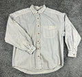 Vintage Eddie Bauer Mens L Light Gray 100% Cotton Button Down Shirt
