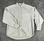 Vintage Eddie Bauer Mens L Light Gray 100% Cotton Button Down Shirt
