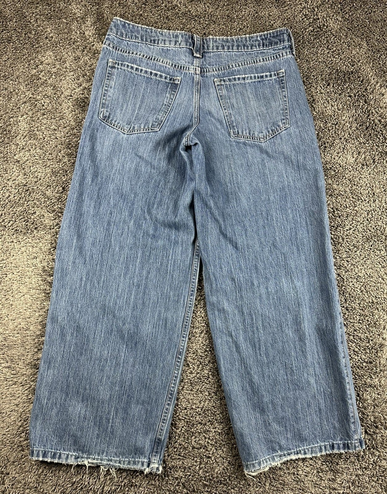 Hollister Low-Rise Super Baggy Jeans Womens Distressed Wide Leg Blue Y2K 10R W30