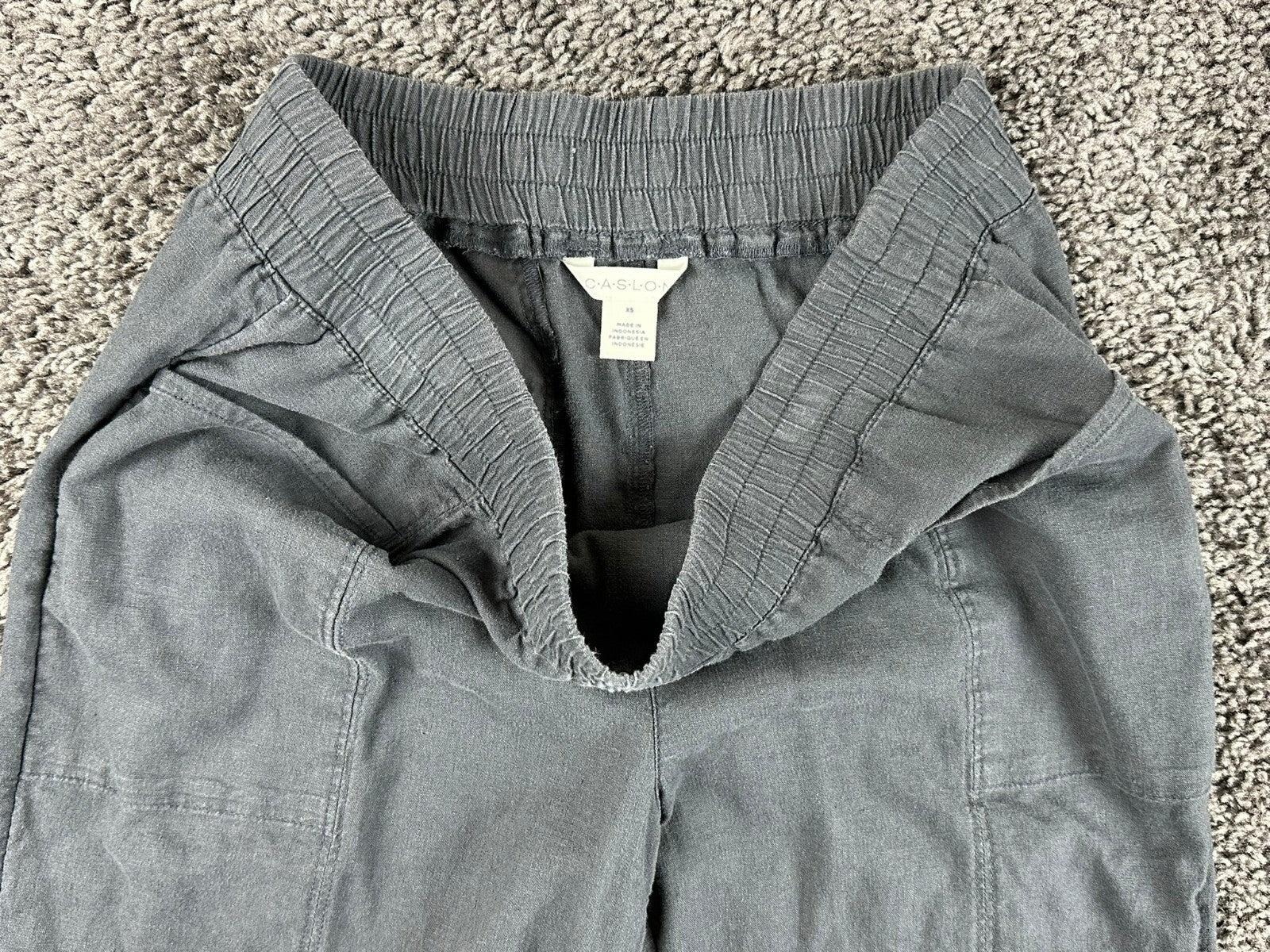 Caslon Womens Gray Linen Blend Elastic Waist Casual Pull On Pants Sz XS
