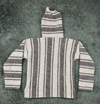 Vintage Artesanias Baja Hoodie Drug Rug Pullover Striped Sweater Mexico Size M