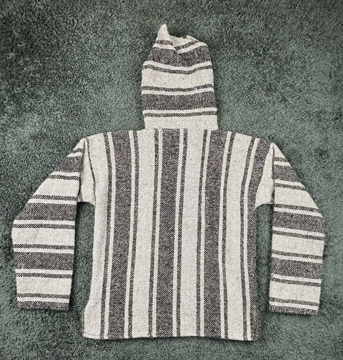 Vintage Artesanias Baja Hoodie Drug Rug Pullover Striped Sweater Mexico Size M