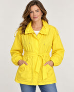 SoCa St. John Womens XL Yellow Belted Lightweight Windbreaker Rain Jacket Coat