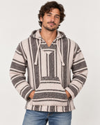 Vintage Artesanias Baja Hoodie Drug Rug Pullover Striped Sweater Mexico Size M