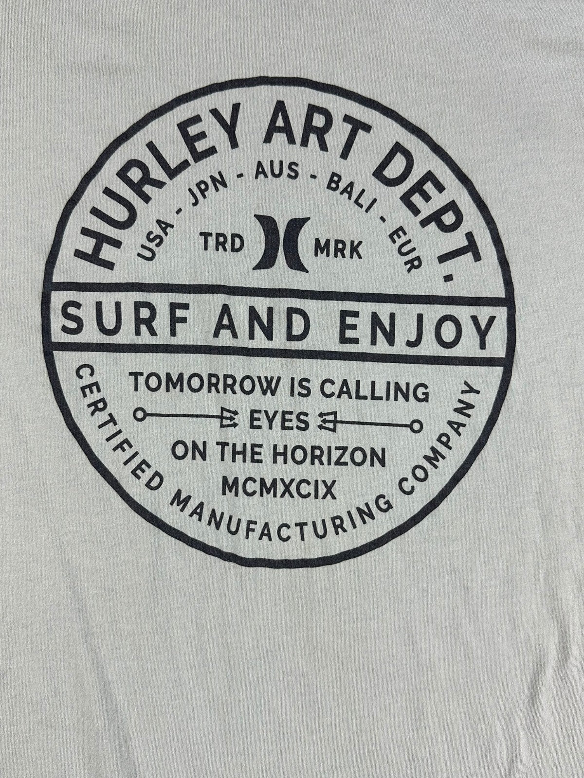 Hurley Art Dept Surf And Enjoy Mens XXL Gray Short Sleeve Graphic T-Shirt Tee