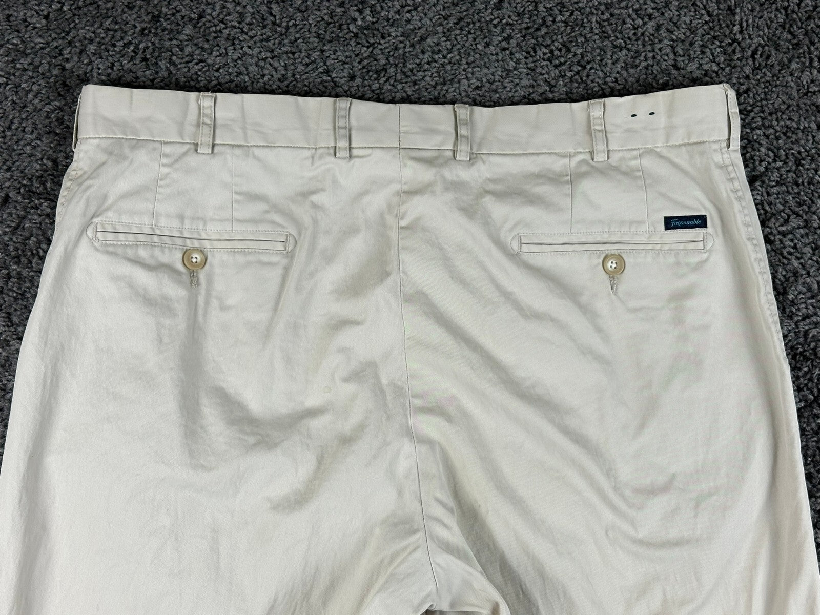 Faconnable Mens Chino Pants Flat Front Beige Tan Cotton Stretch Trousers Sz 38