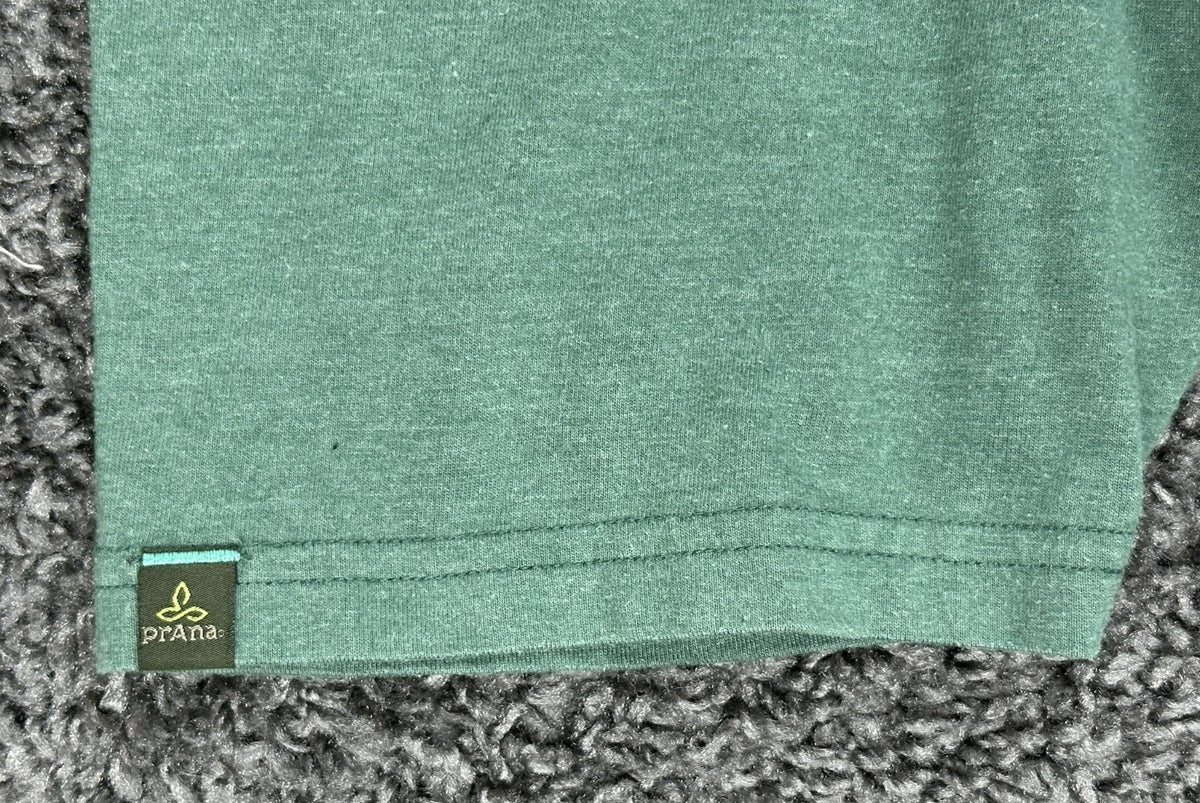 prAna Men's Colorblocked Organic Cotton T-Shirt Green Brown White Large