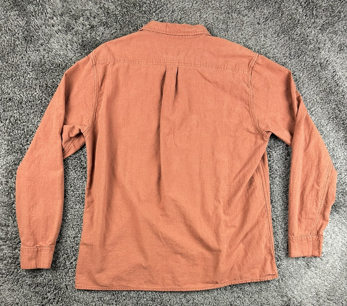 Rhythm Classics Linen Blend Button Up Shirt Mens Large Rust Orange Long Sleeve