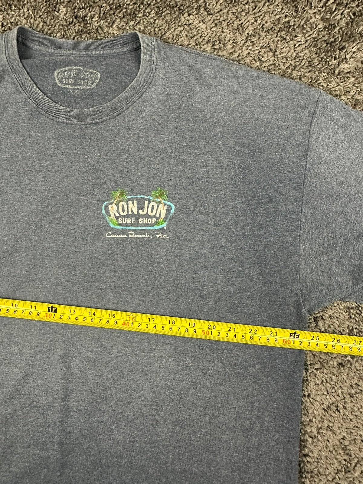 Ron Jon Surf Shop Men's XXL Heather Gray Graphic T-Shirt (Cocoa Beach, Fla.)