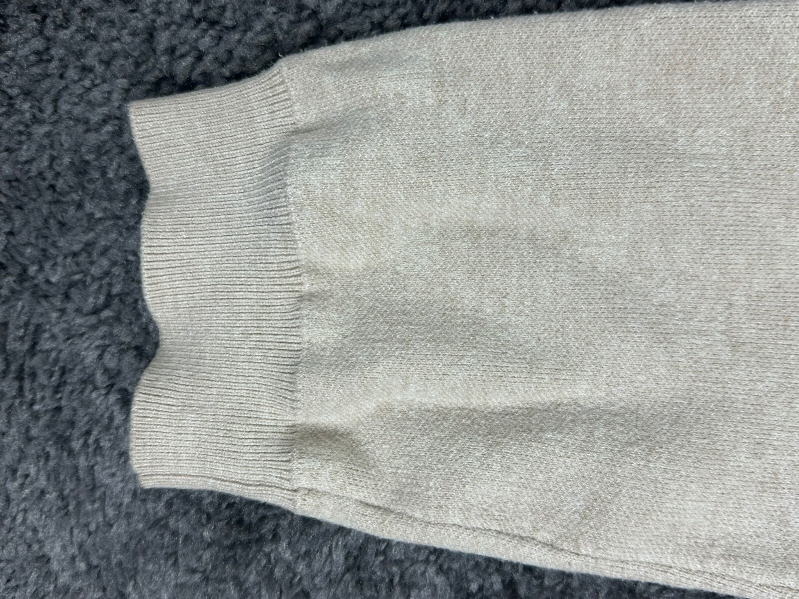 EllandEmm Womens Sweater Beige XS Mock Neck Button Pullover Quiet Luxury
