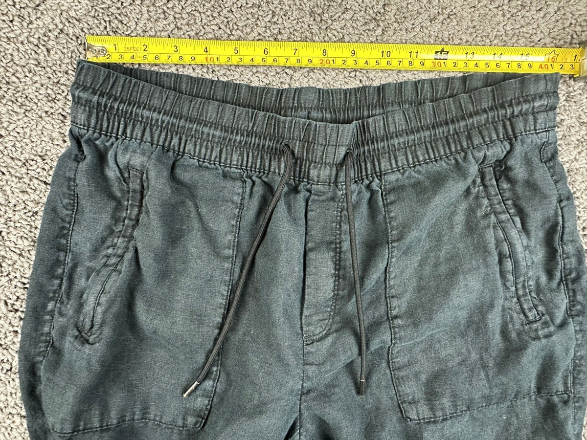 Athleta Womens Medium Black 100% Linen Pull On Jogger Pants Casual Trousers