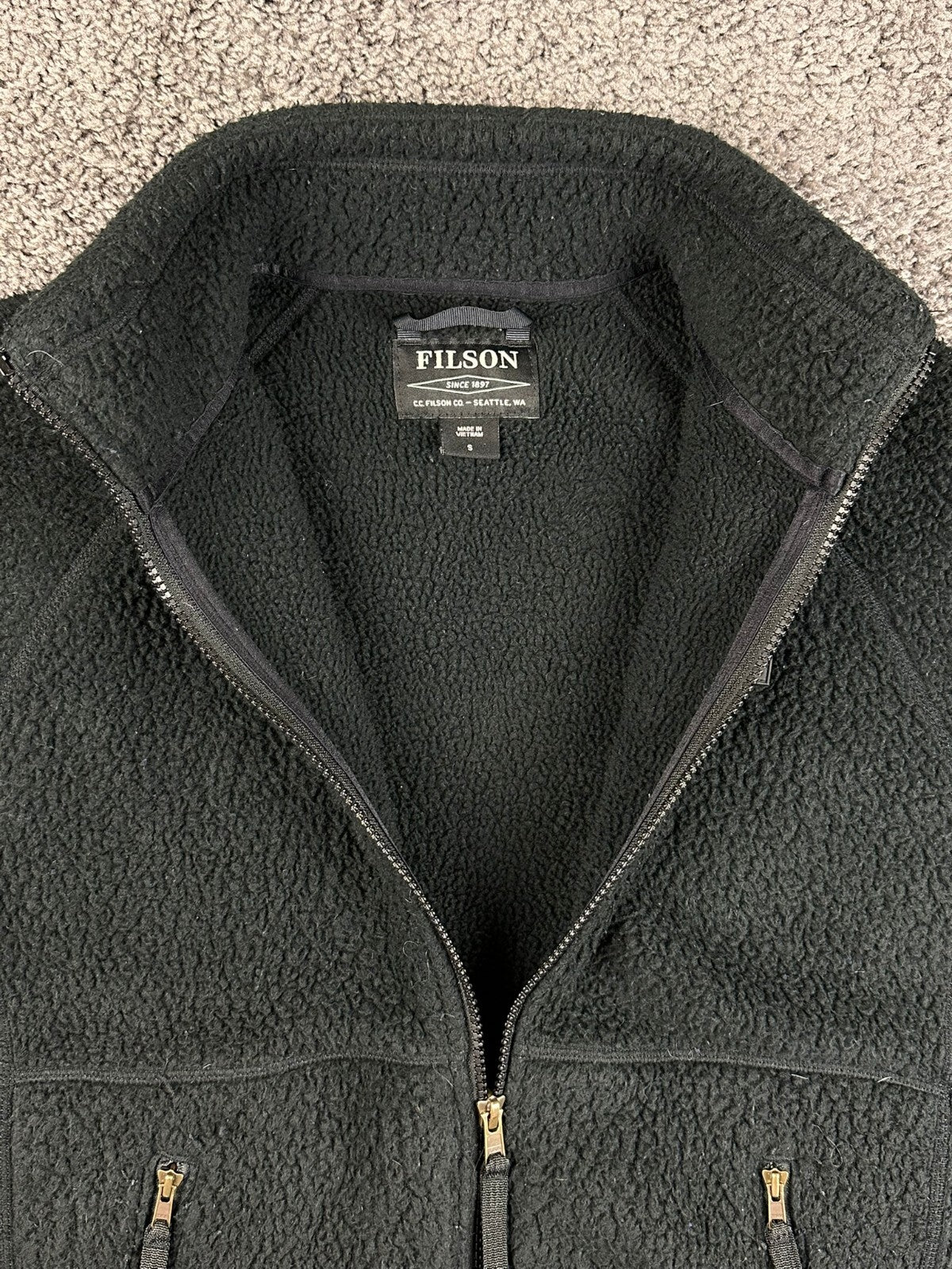 Filson Polartec Thermal Pro S Black Sherpa Fleece Jacket
